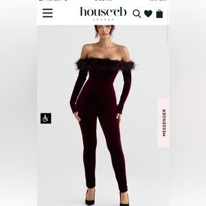 House of CB SALIMA black cherry velvet jumpsuit size S
